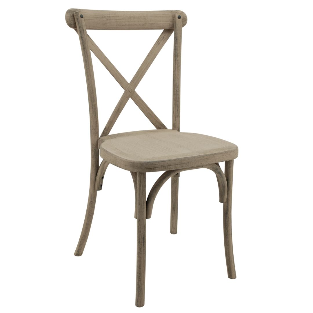 Verleih Crossback Stuhl – helles Eichenholz Optik inkl. Sitzkissen